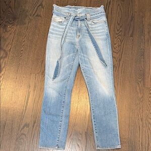 Light Blue Tie-Waist Jeans